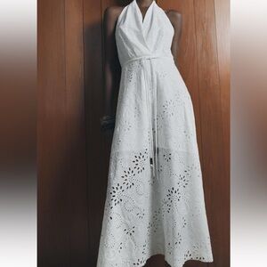Embroidered eyelet halter dress- Zara